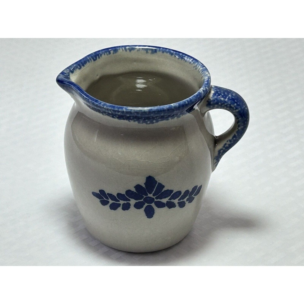 Loomco 4” sponge ware pottery creamer pitcher‎